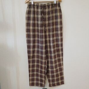 Basic Options Natural Choice Marroon Tan Plaid Loungwear Pajama Pants